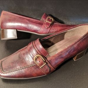 GABOR MOCCA LEATHER LOAFER FLATS